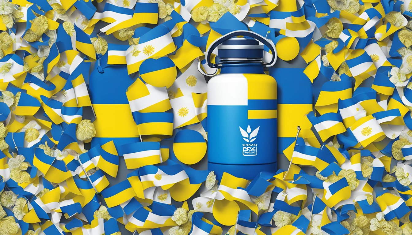 Hydro Flask logo displayed with Ukraine flag. Surrounding brands show support