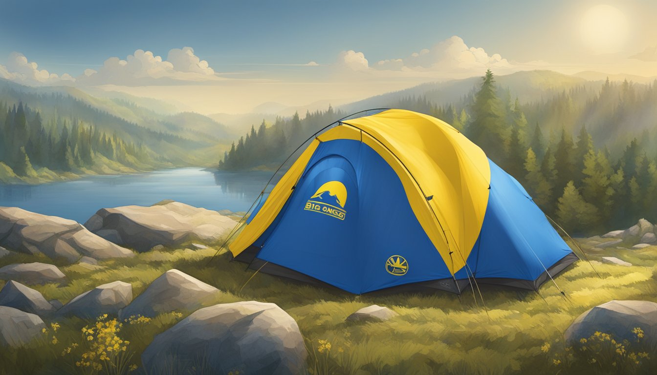 Big Agnes logo displayed with Ukraine flag in background