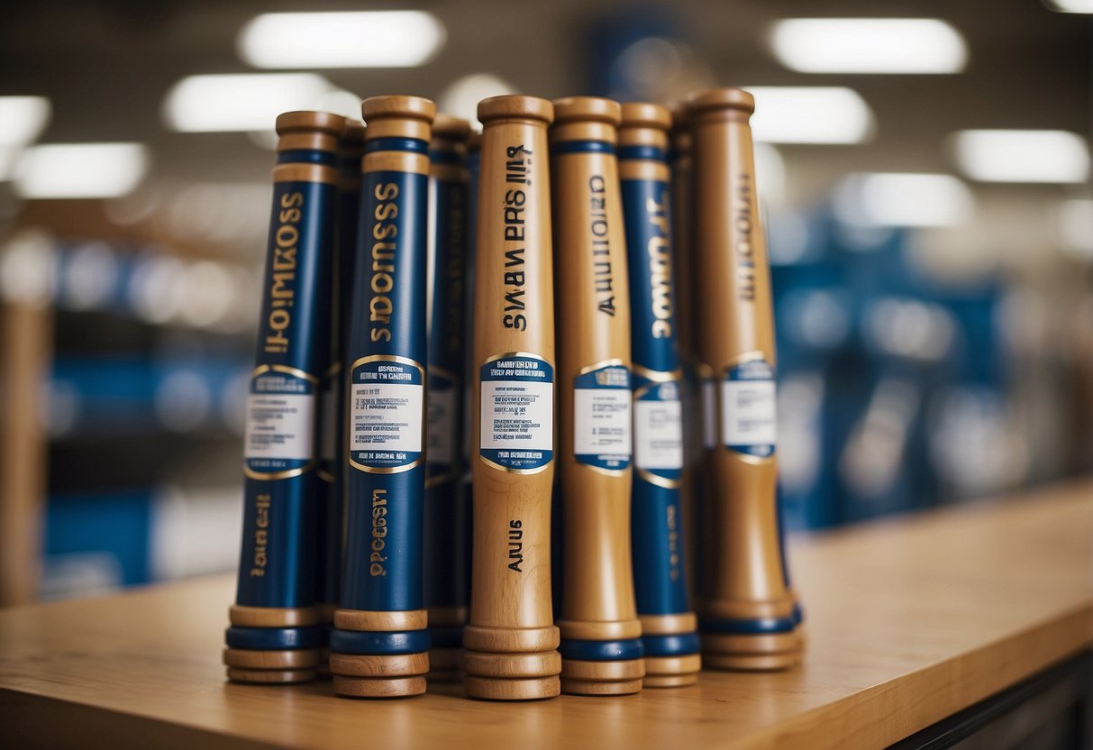 A stack of furniture legs labeled "Frequently Asked Questions" at a Lowes store