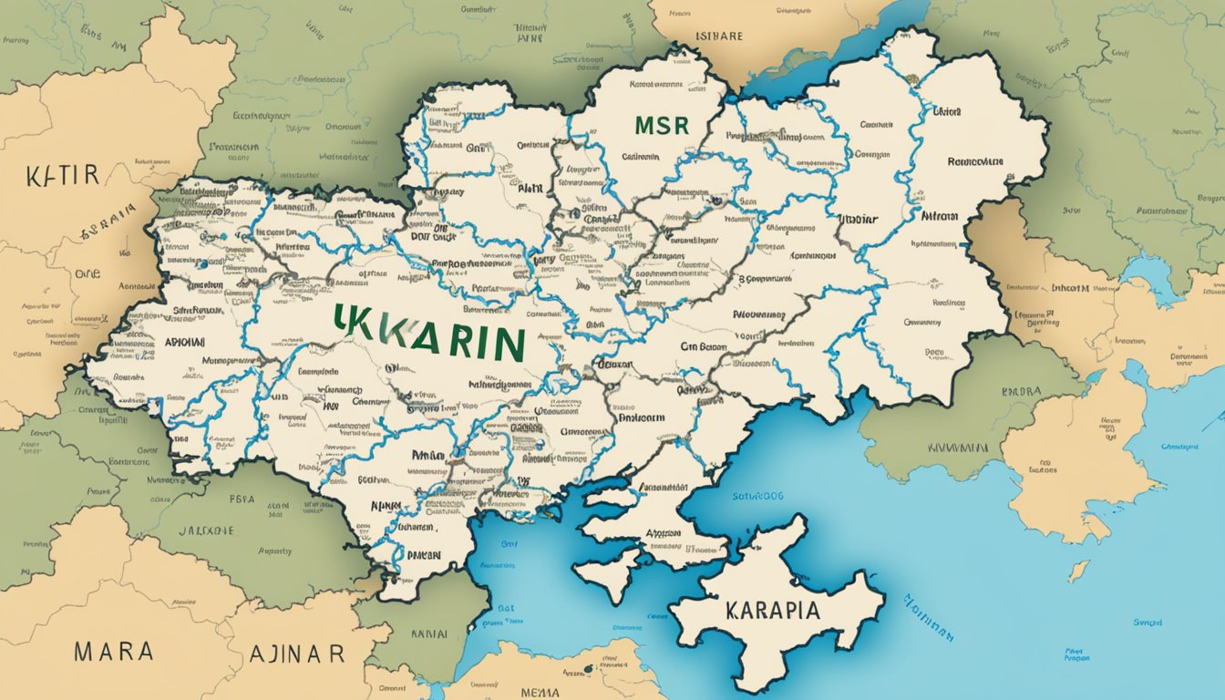 A map of Ukraine with the letters "MSR" displayed in support