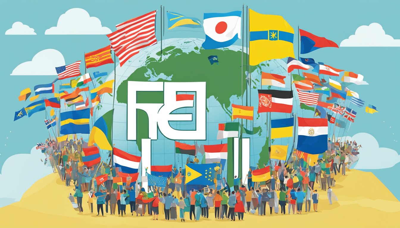 REI Co-op logo displayed with global flags, including Ukraine's, and community outreach programs in action