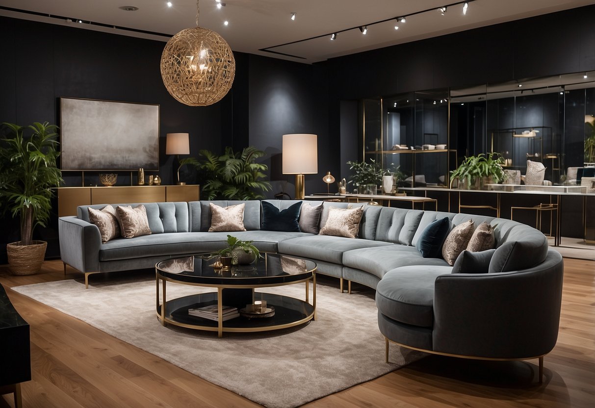 A showroom in Melbourne displays luxurious furniture collections. Rich textures and elegant designs fill the space, creating a sophisticated and upscale atmosphere