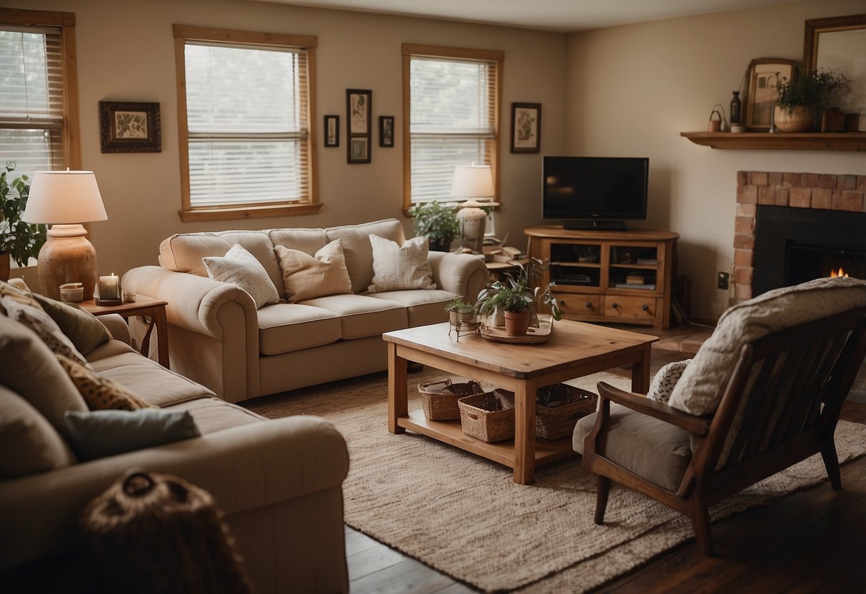 A cozy living room with a variety of high-quality, gently used furniture items arranged in an inviting and organized manner