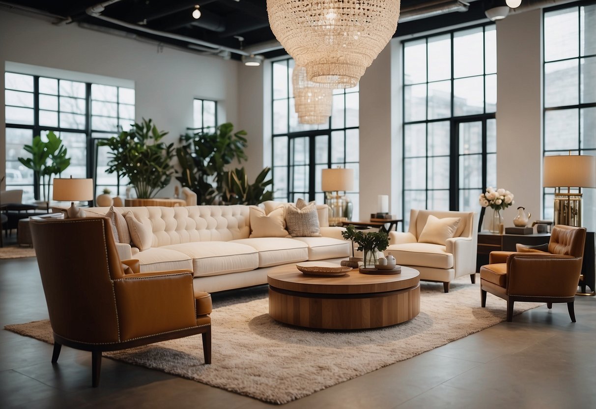 A bright showroom displays modern and classic furniture collections at Lee Home