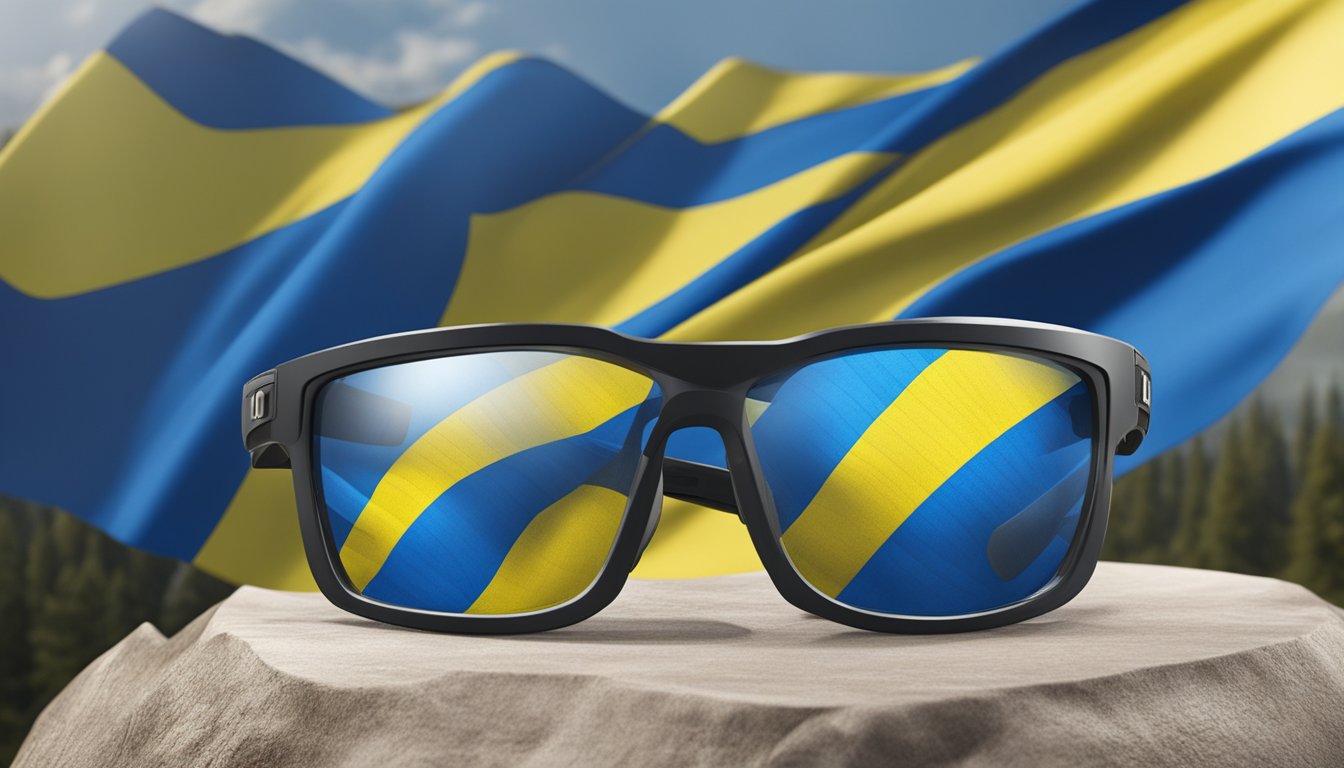 Smith Optics supports Ukraine with ethical practices and legal compliance. The scene could depict the company's logo alongside the Ukrainian flag