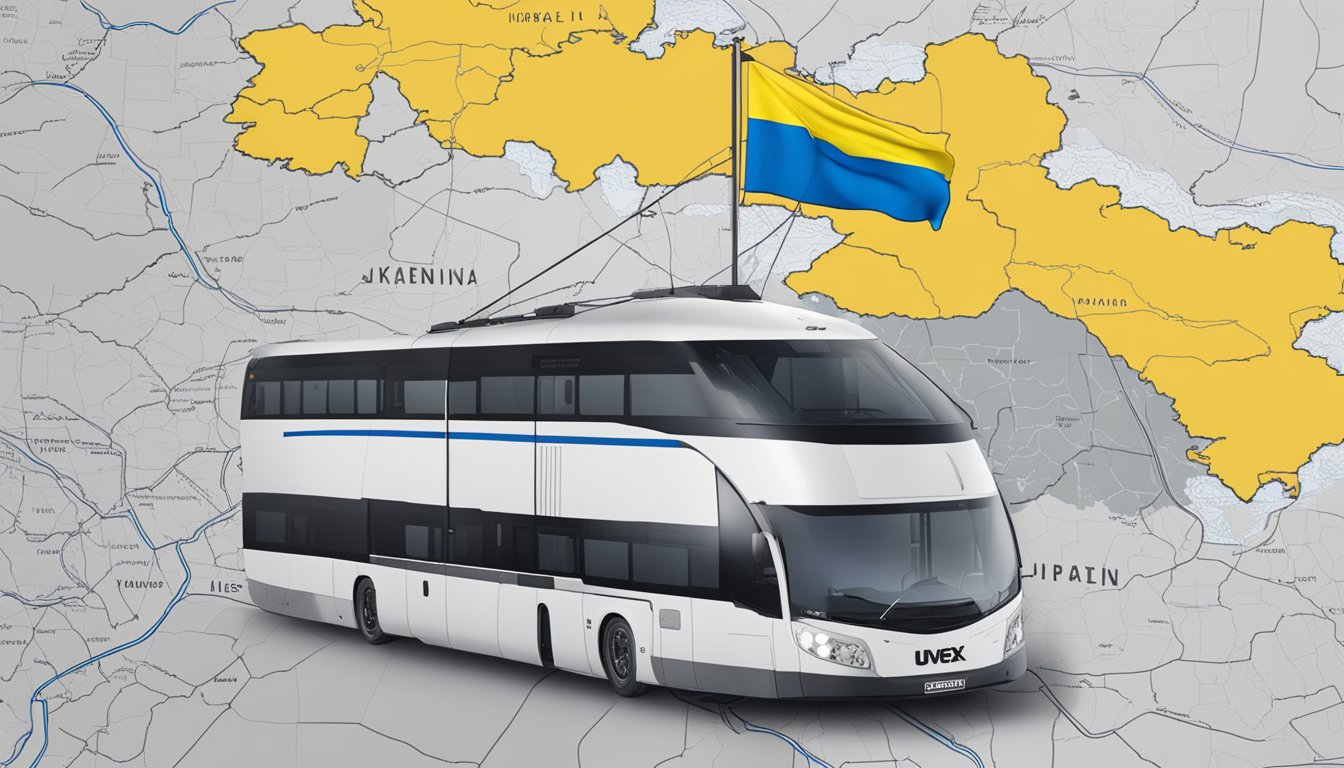 Uvex's logo stands against a map of Ukraine, showing support