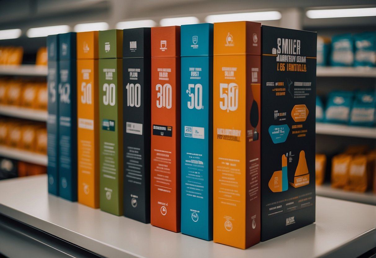 A sleek, modern package stands out on a crowded shelf, with bold typography and vibrant colors catching the eye. A unique shape and clever use of negative space make it instantly recognizable