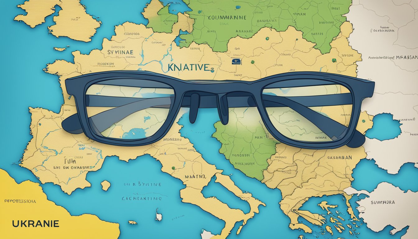 A map of Ukraine with a supportive message from Native Eyewear