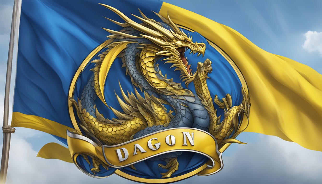 Dragon Alliance logo displayed with the Ukrainian flag in the background