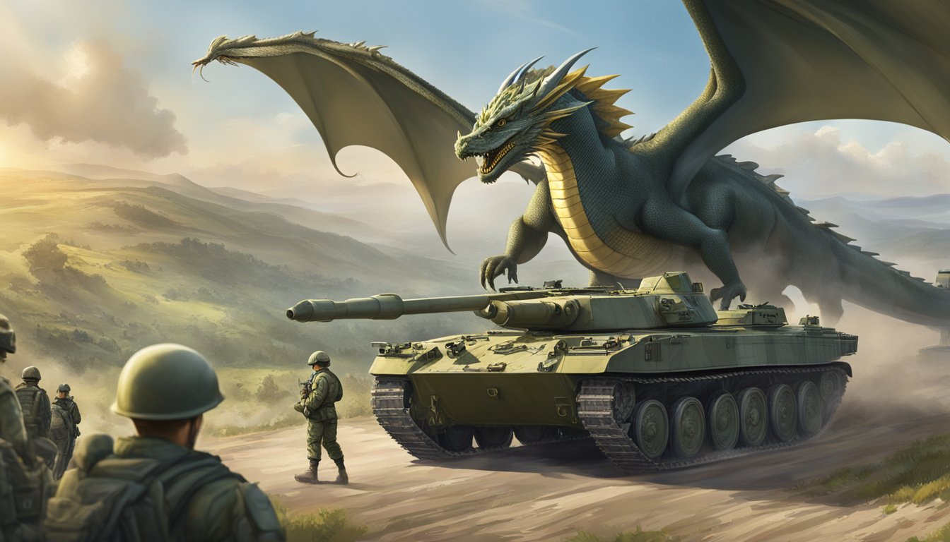 Dragon Alliance supports Ukraine with evolving strategies and operational updates. The scene depicts a dynamic and forward-thinking approach to providing assistance and resources to the country