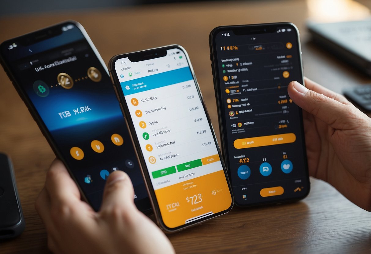 A person comparing different cryptocurrency wallets, with a table showing features and a scale for rating