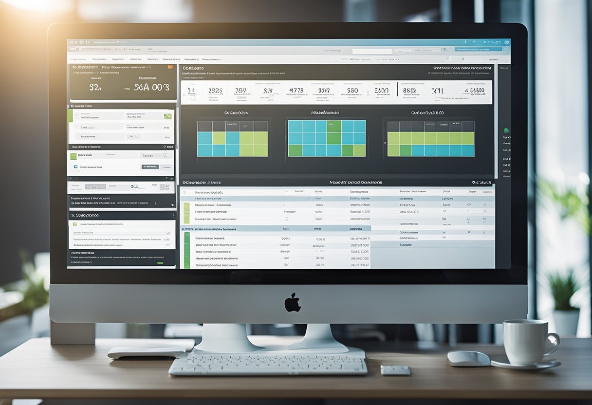 A computer screen displaying the NetSuite Oracle CRM interface with various modules and data fields visible