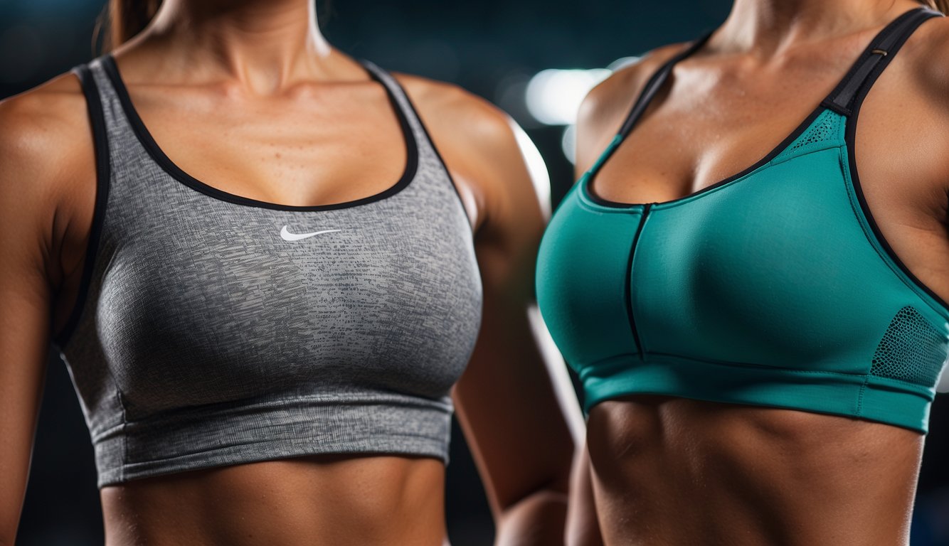 A sports bra and a regular bra side by side, with emphasis on the differences in design and support