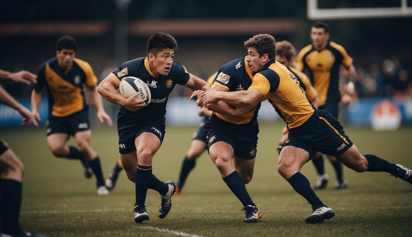 Athletes in intense physical activity: rugby tackles, basketball dunks, soccer headers, and martial arts kicks