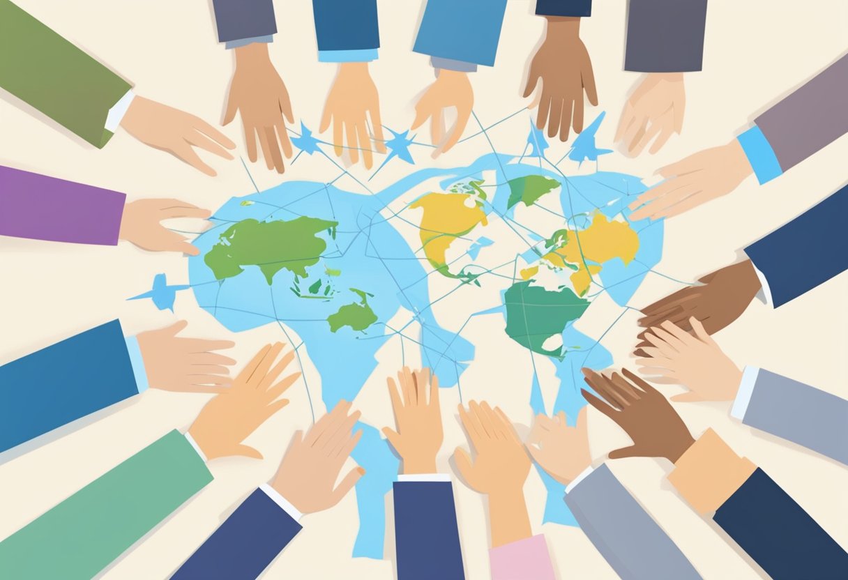 A parentpreneur reaching out to other parents, exchanging ideas and support, creating a network of trust and collaboration