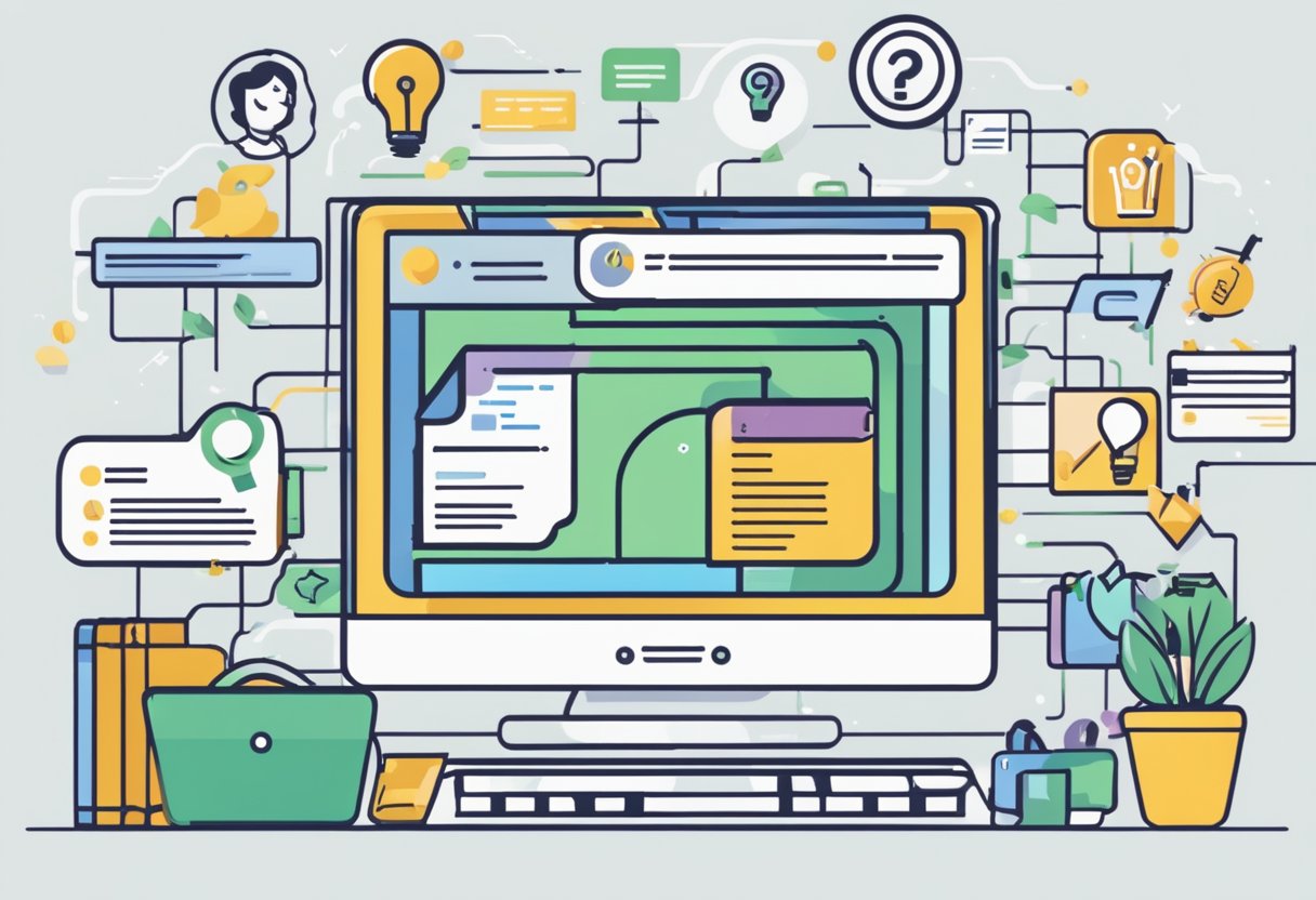 A computer screen displaying a webpage with "Frequently Asked Questions Online Tools and Resources for Parent Business Owners" at the top. Icons of various tools and resources are shown below the title