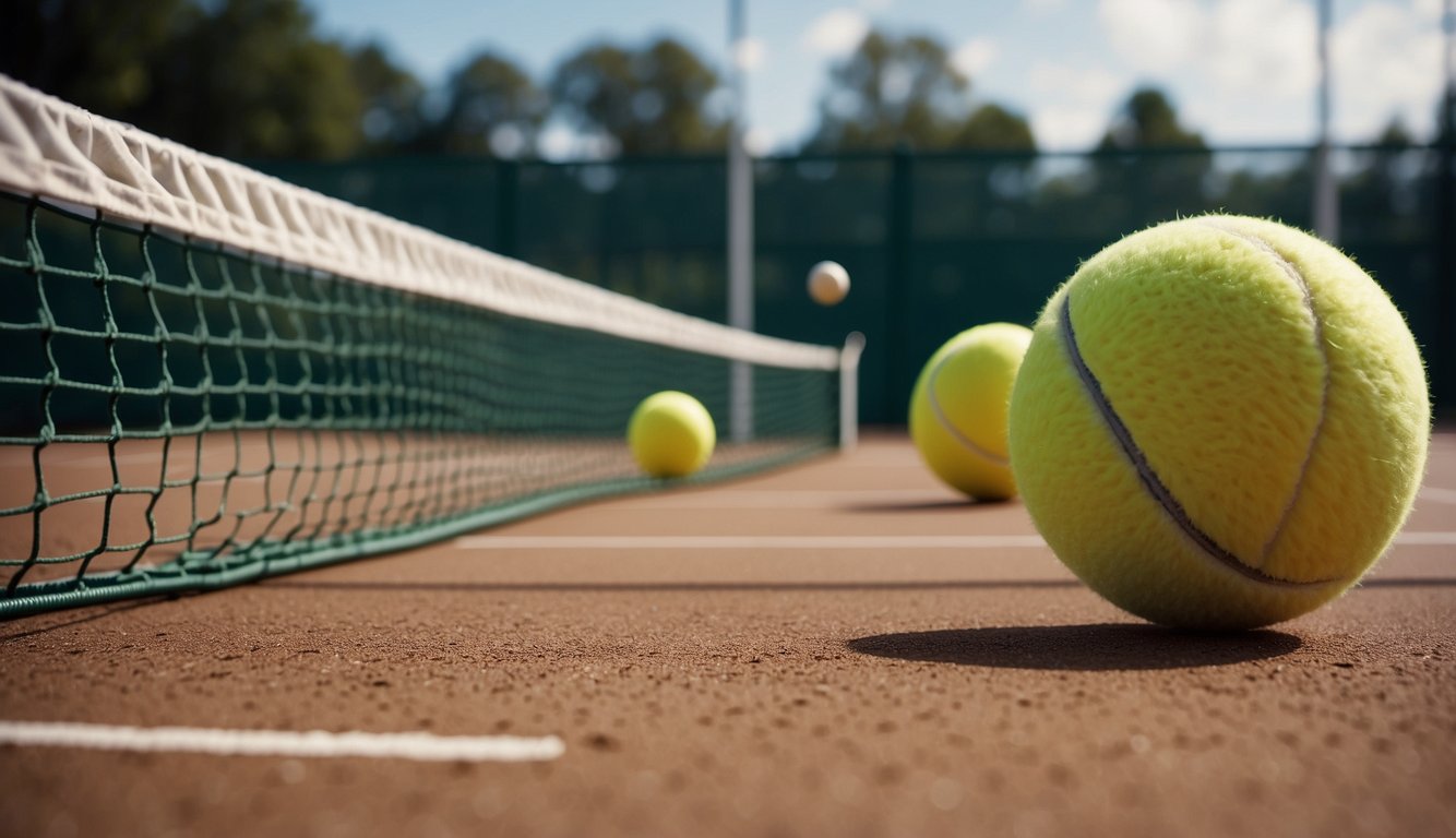 A tennis court with a net, a badminton court with a net, and a volleyball court with a net, all set up in a sports complex