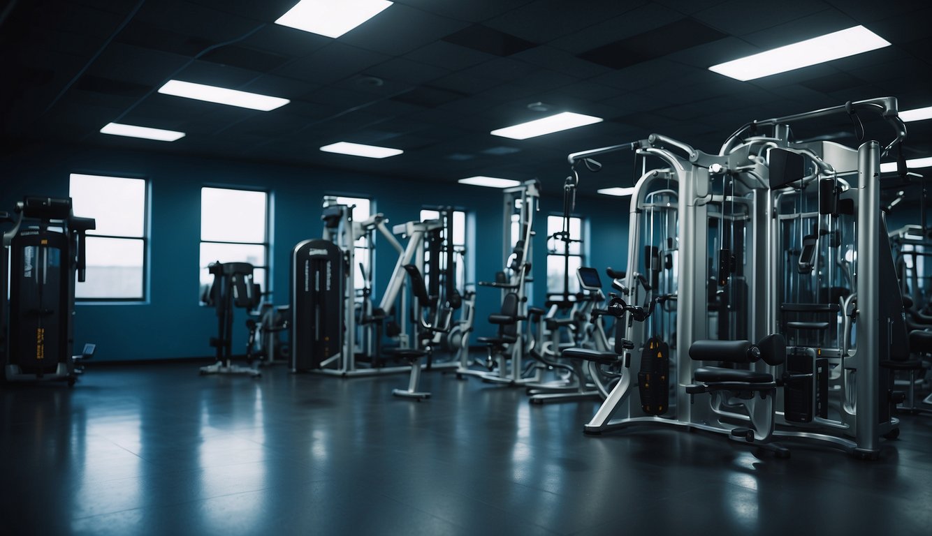 Athletes training in a state-of-the-art sports science and medicine facility, surrounded by high-tech equipment and expert trainers