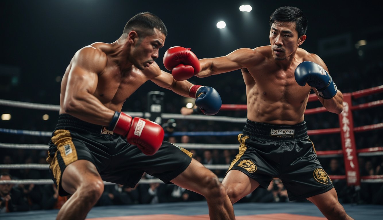 Combat sports and martial arts clash in a dynamic, energetic scene. The intensity of the competition and the discipline of the practice are evident in the environment