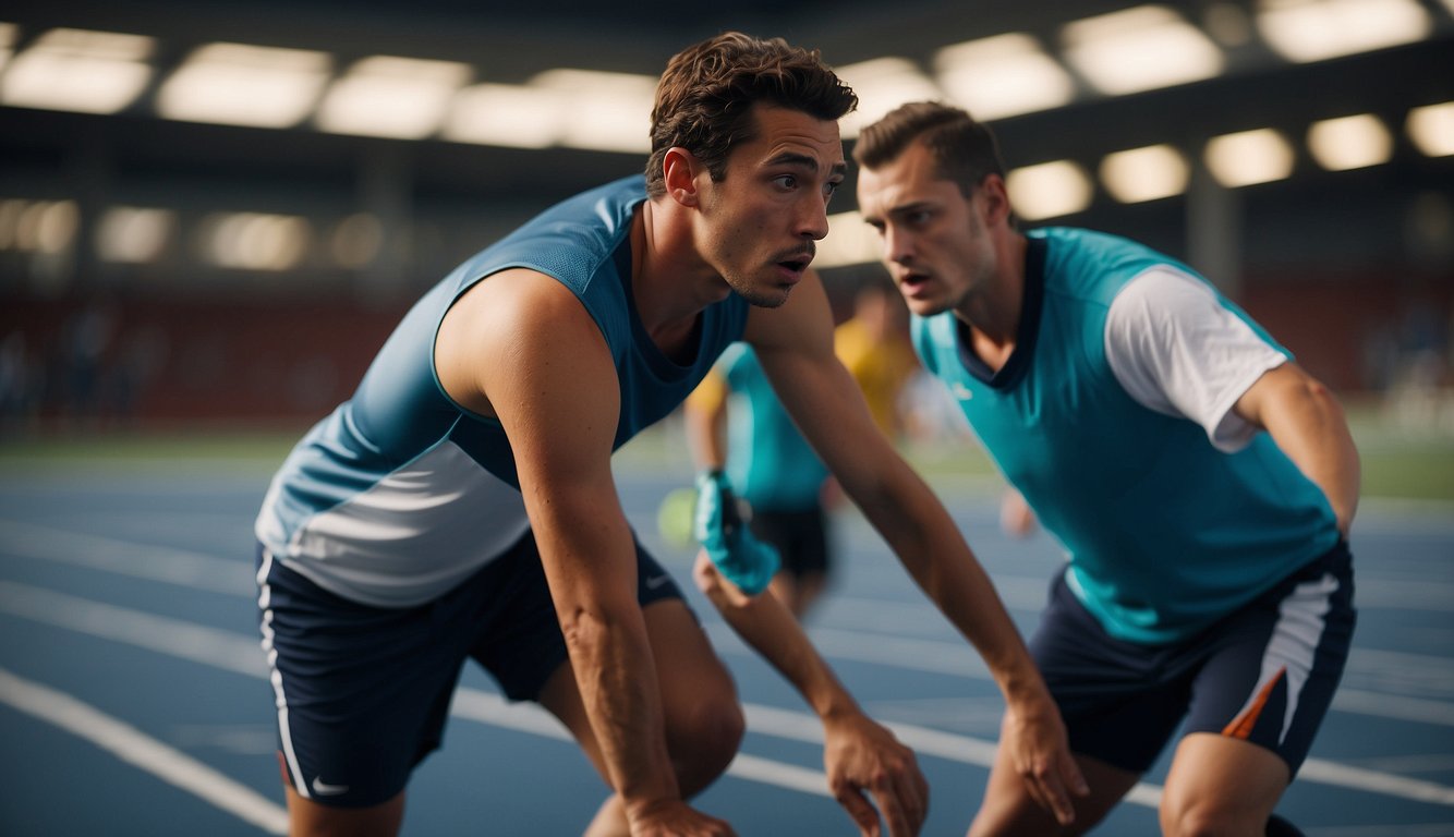 A person in an emergency situation struggles to breathe due to asthma while attempting to play sports