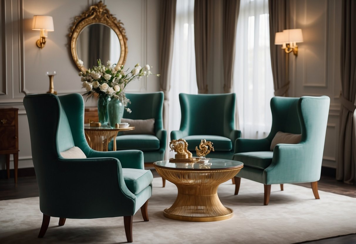 The room is adorned with jade furniture, gleaming in the soft light. The elegant chairs and tables create a serene and luxurious atmosphere