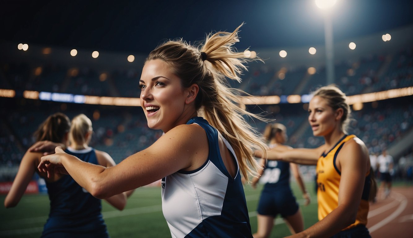 Female athletes playing to empty stadium, contrasted with packed male sports events