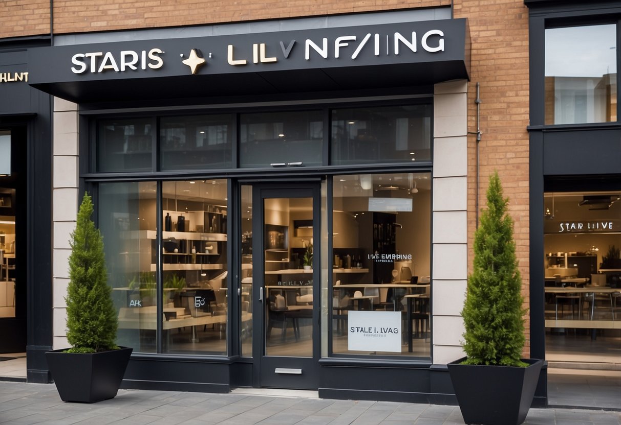 The store locations and opening hours of Star Living Furniture are displayed on a large signboard outside the store, with clear and bold lettering for easy visibility