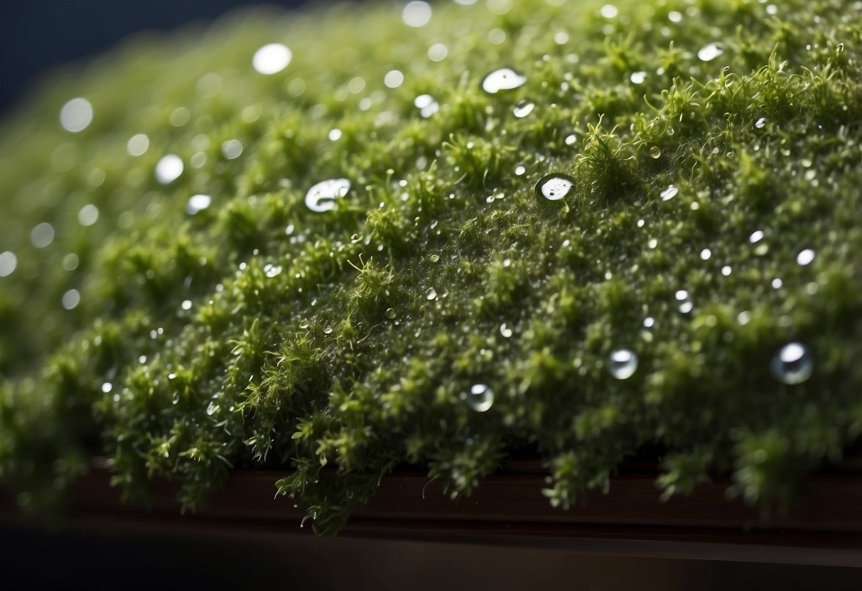 Mildew grows on furniture, creating a patchy, musty surface