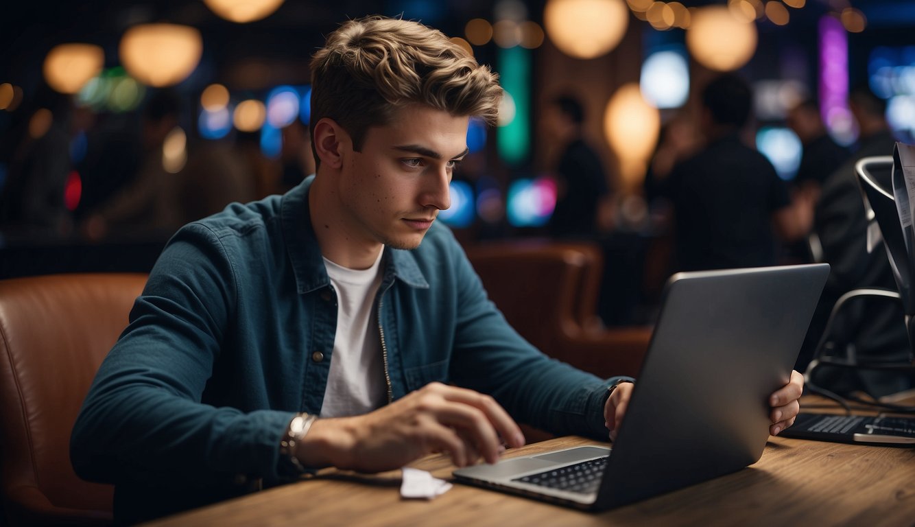 A young adult placing a sports bet online with a responsible attitude, checking odds and setting limits on their 18th birthday