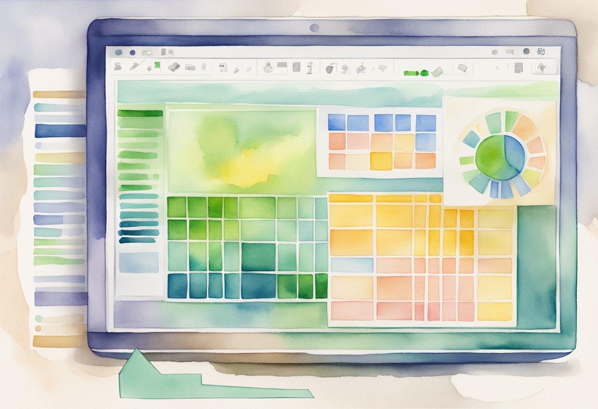 A computer screen shows a spreadsheet with highlighted cell. An arrow points to a nearby cell as if indicating movement