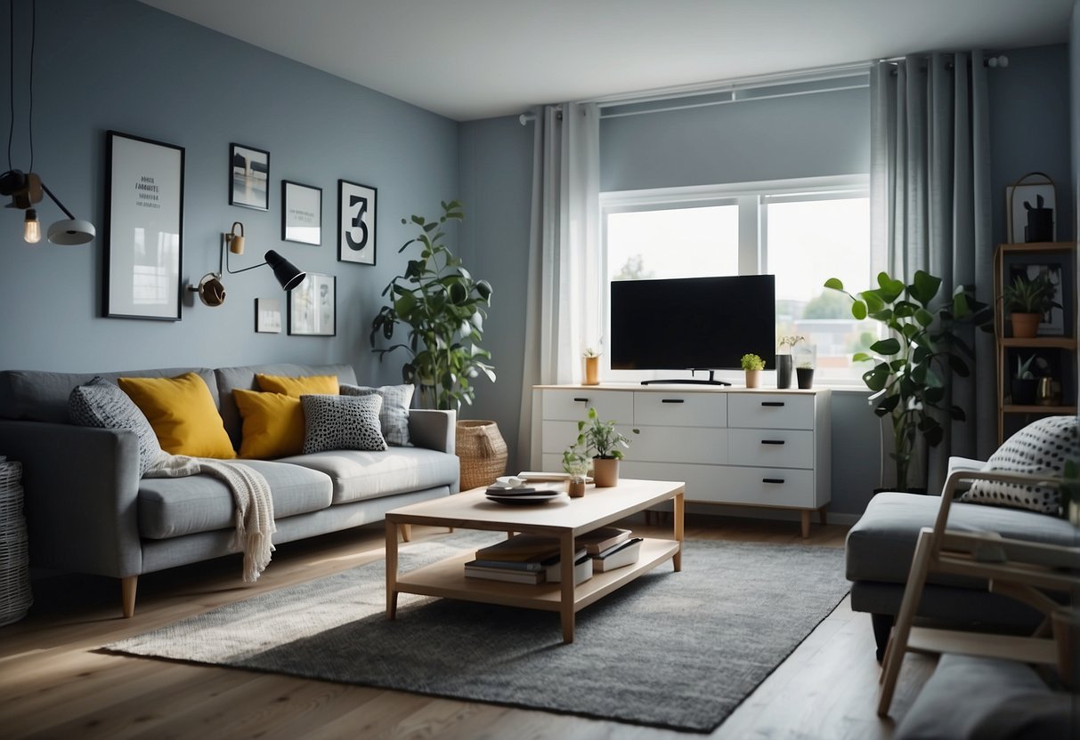 A room with IKEA furniture arranged using the augmented reality app
