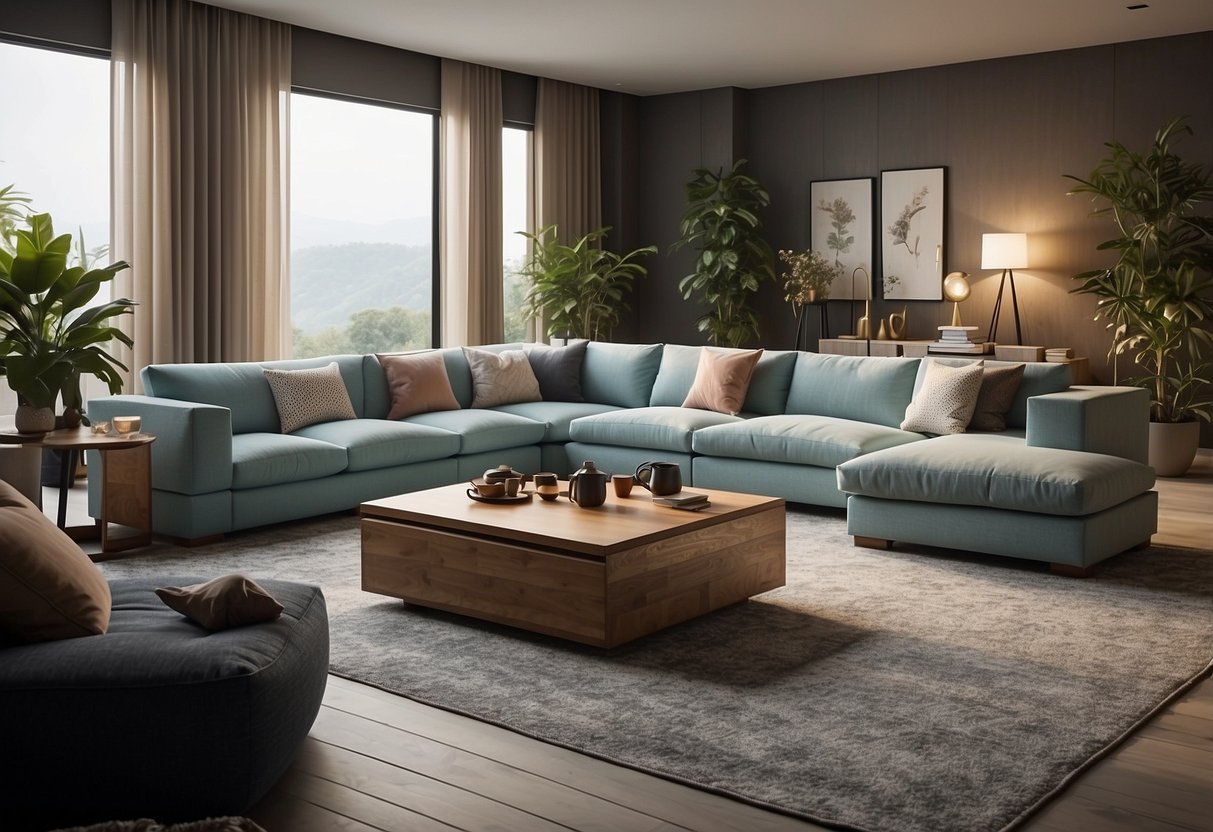 A room with various sofa styles arranged neatly, including modern, traditional, and sectional designs