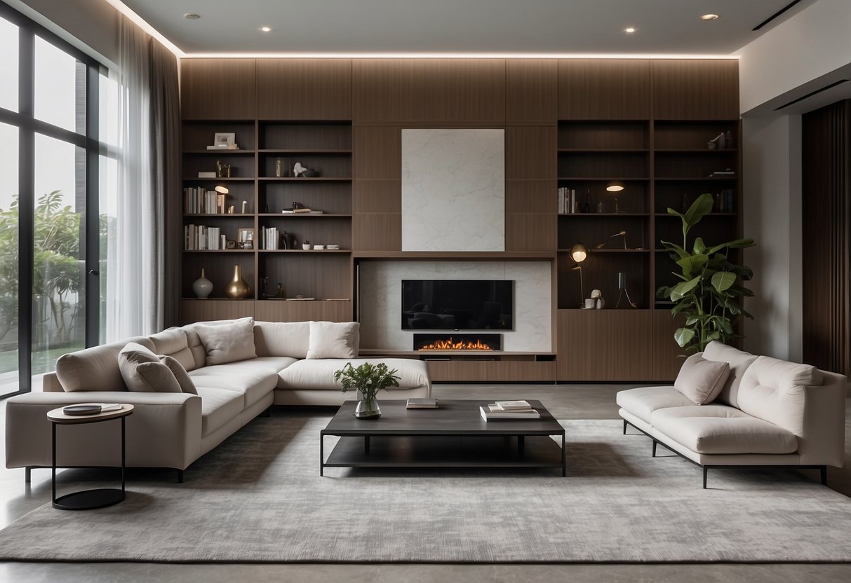 A modern living room with sleek Kuhl furniture in Singapore. Clean lines, neutral colors, and minimalist design
