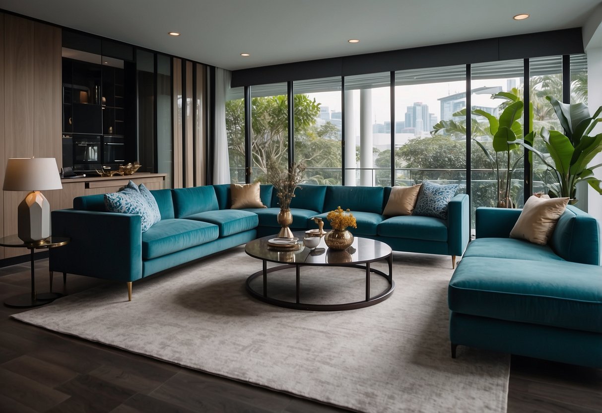 A modern living room with sleek furniture and vibrant decor at Kuhl Home Singapore