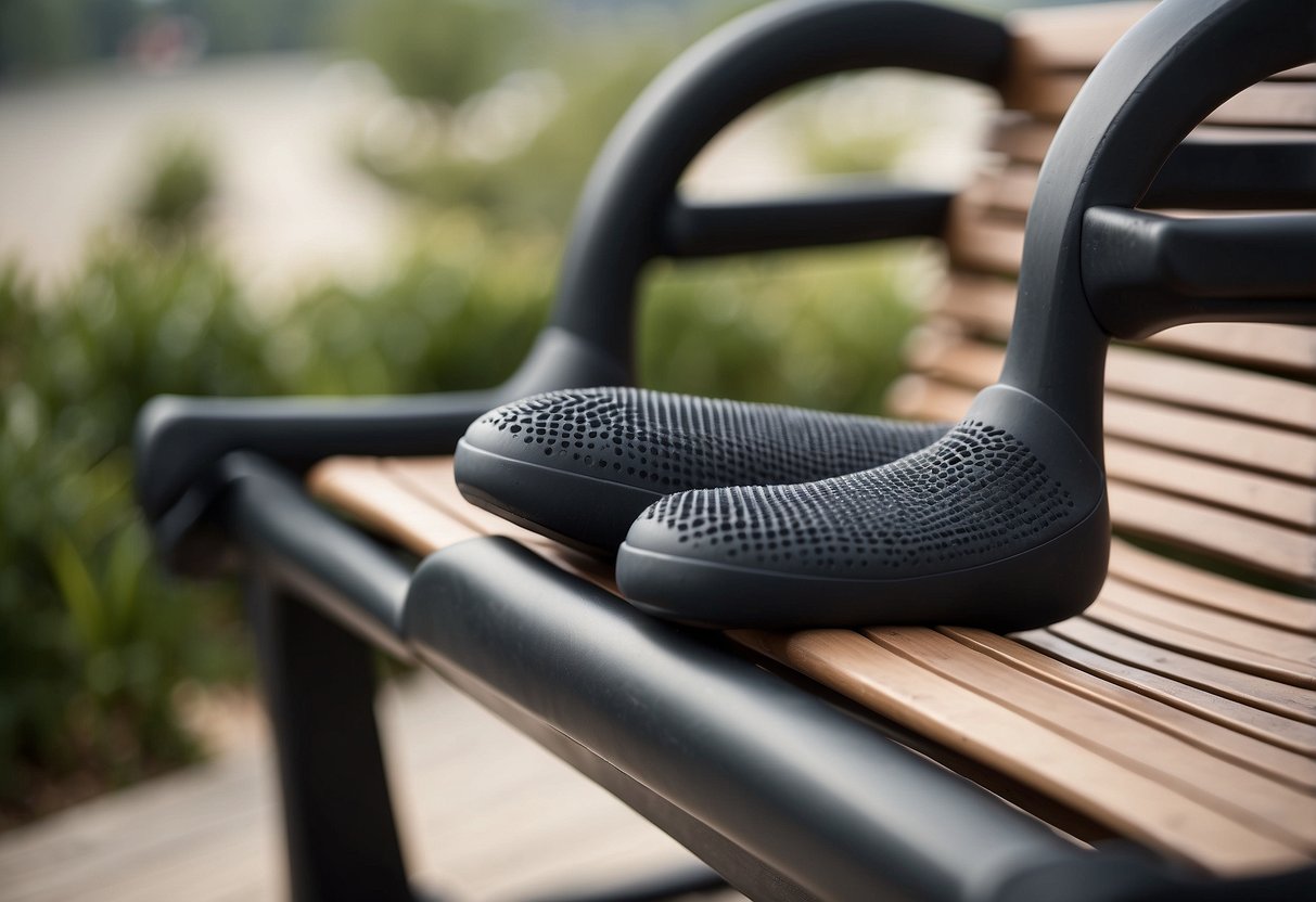 Rubber feet grip tightly to the legs of outdoor furniture, protecting them from wear and tear