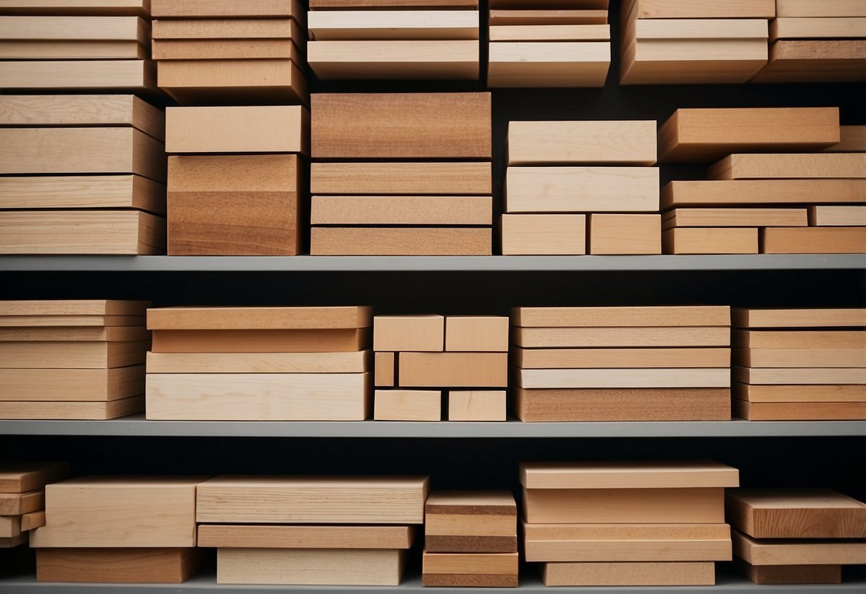 An array of wood types and materials displayed for new furniture creation