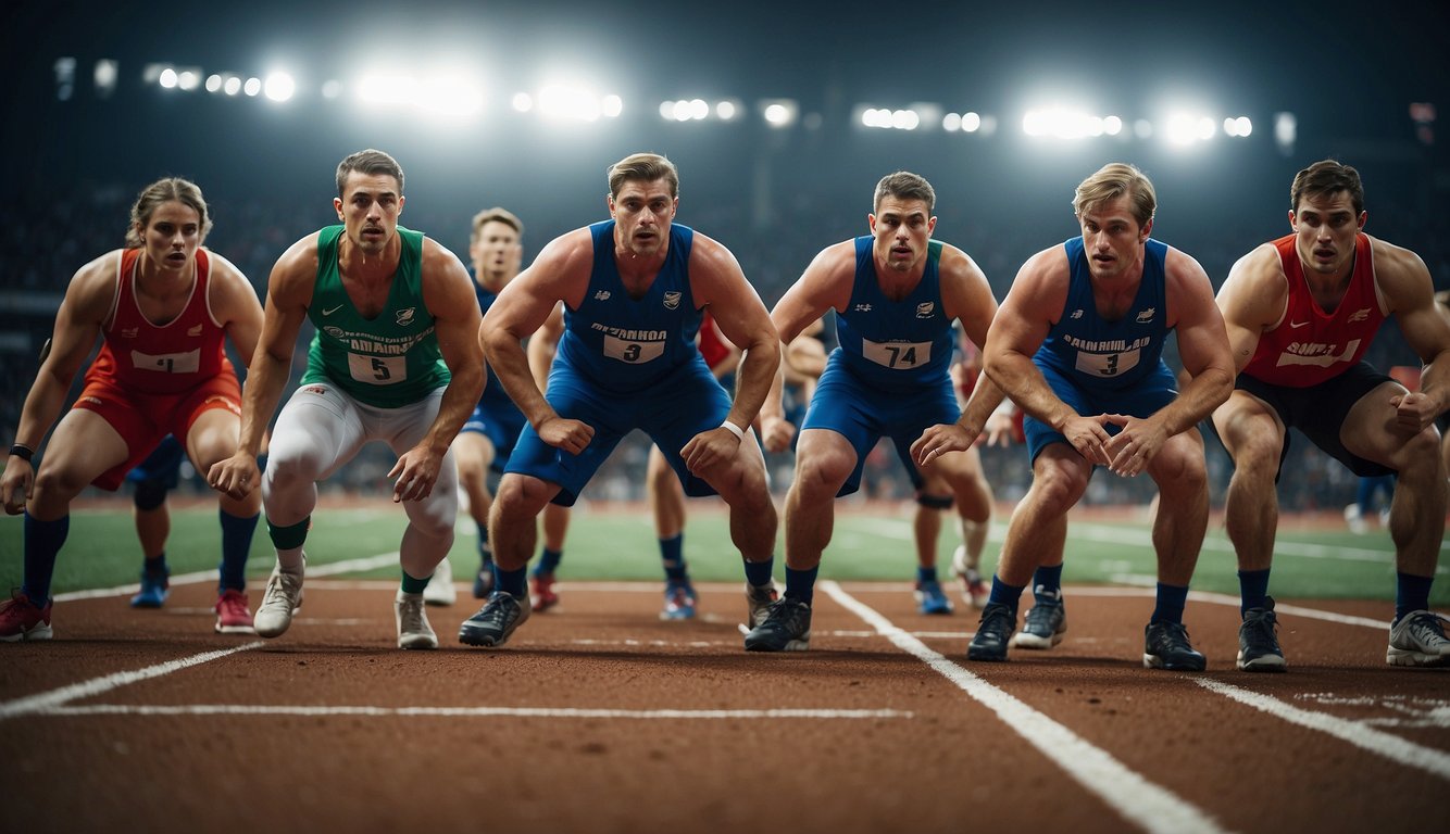 A group of athletes in intense competition, displaying both determination and frustration. The energy of the game is palpable, but so is the pressure and potential for injury