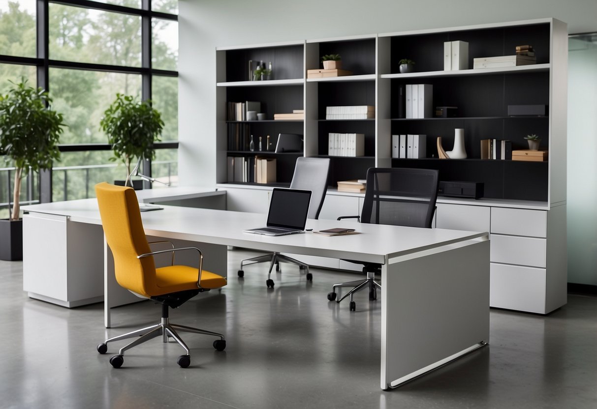 The office space featured sleek and modern Kimball office furniture, with clean lines and a contemporary design