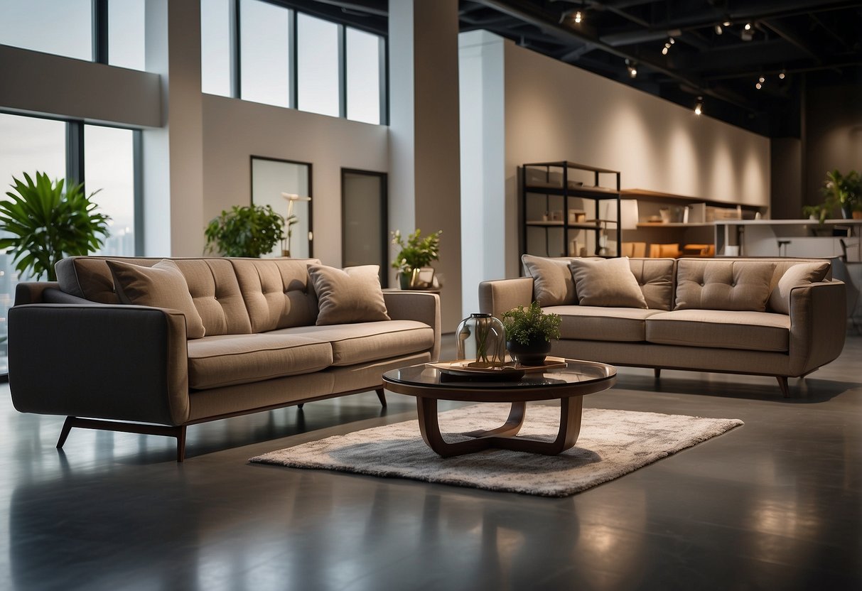 A diverse range of furniture displayed on a clean and modern online shop interface. Various styles and pieces showcased for customers to discover and explore