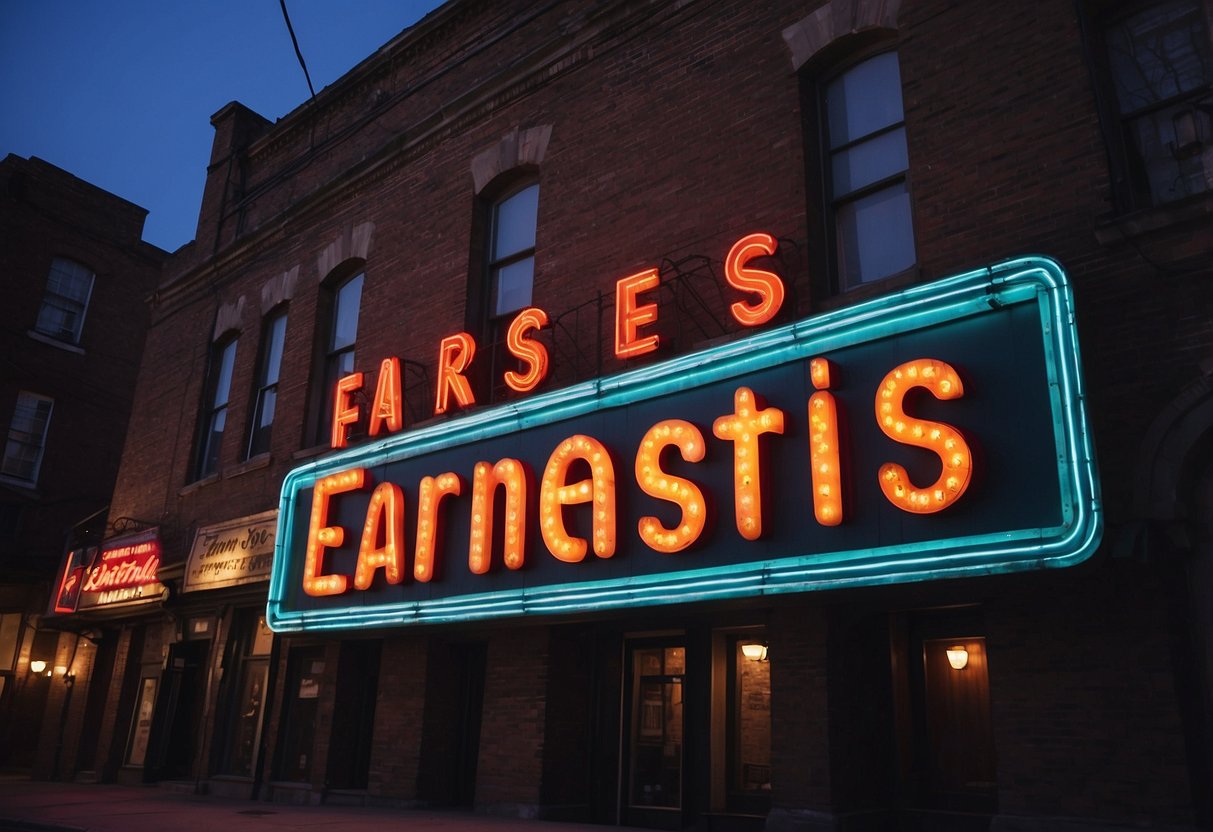 The iconic neon sign of Earnestine & Hazel's glows against a backdrop of historic buildings, capturing the essence of its legacy and influence