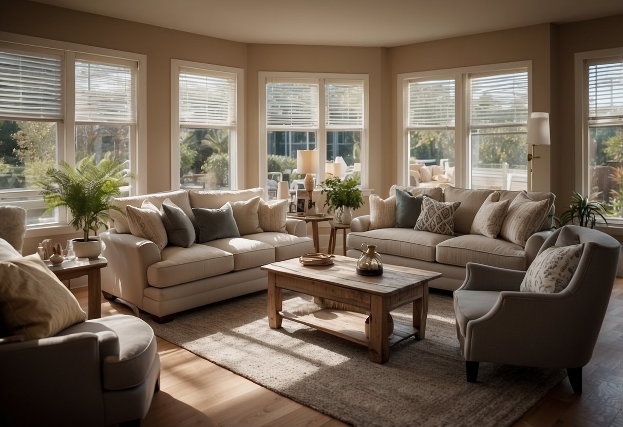 A person carefully choosing furniture for their new home, comparing quality and style options