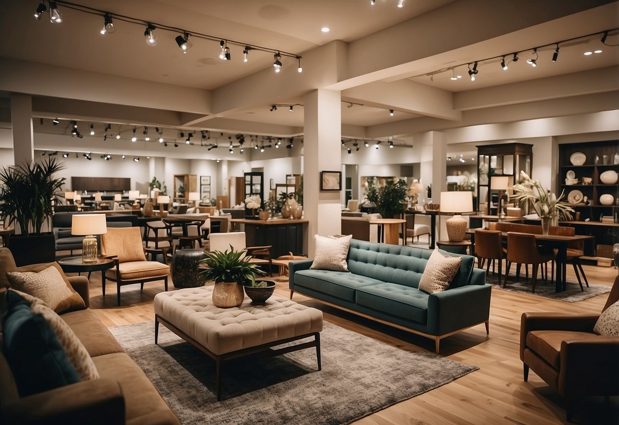 The westside furniture store is bustling with customers browsing through the modern and classic pieces displayed in the spacious showroom
