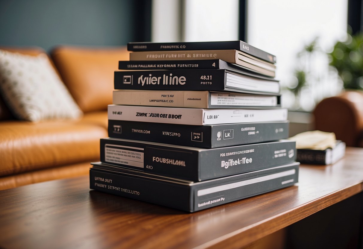 A stack of FAQ cards next to modern furniture pieces by ziinlife