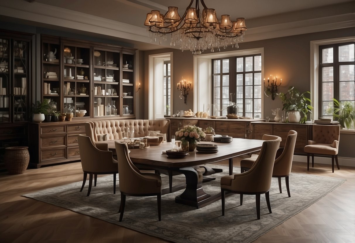 A room with forty two pieces of furniture arranged in a spacious and organized manner