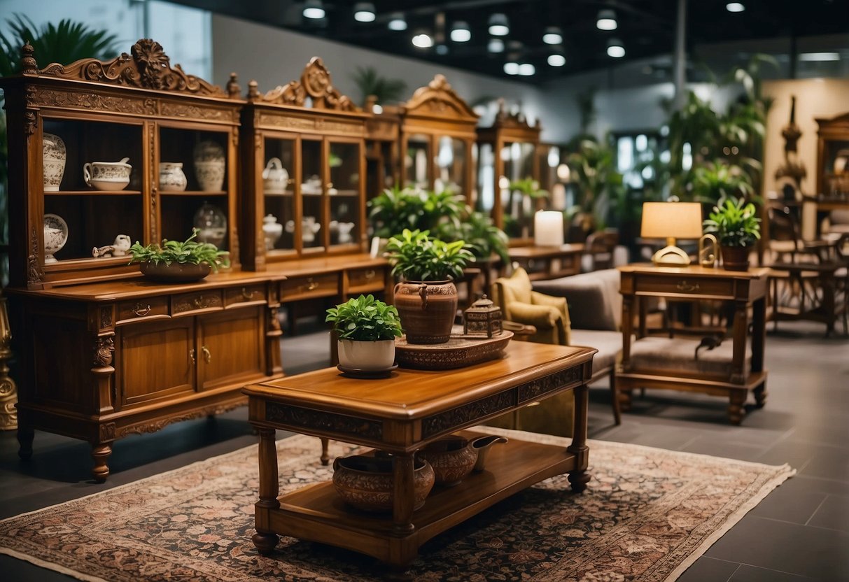 A diverse array of furniture styles and quality on display in Singapore stores