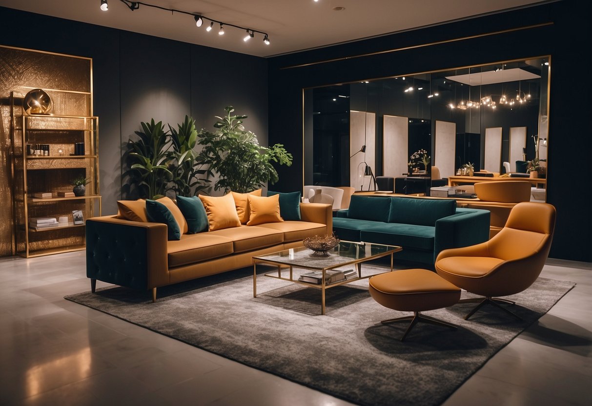 A modern furniture showroom with sleek designs and elegant products on display