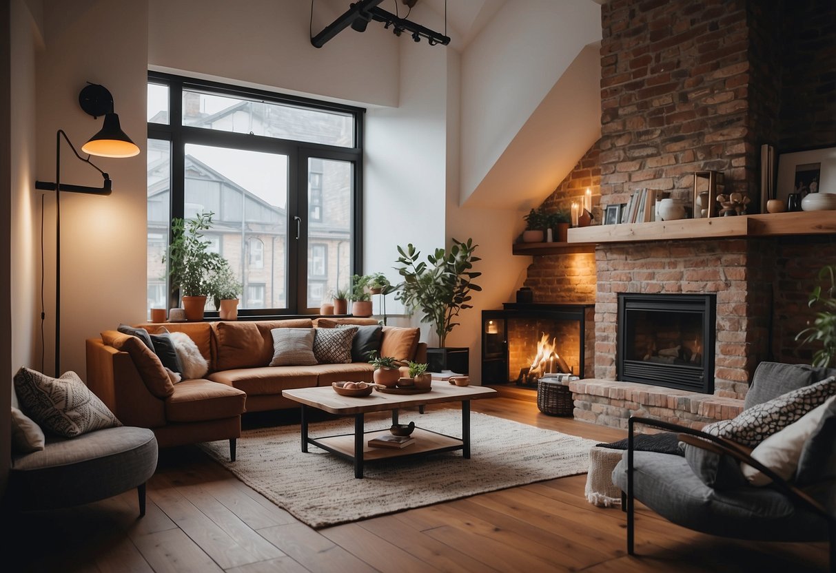 A cozy loft with stylish furniture and comfortable seating, creating a welcoming and inviting space