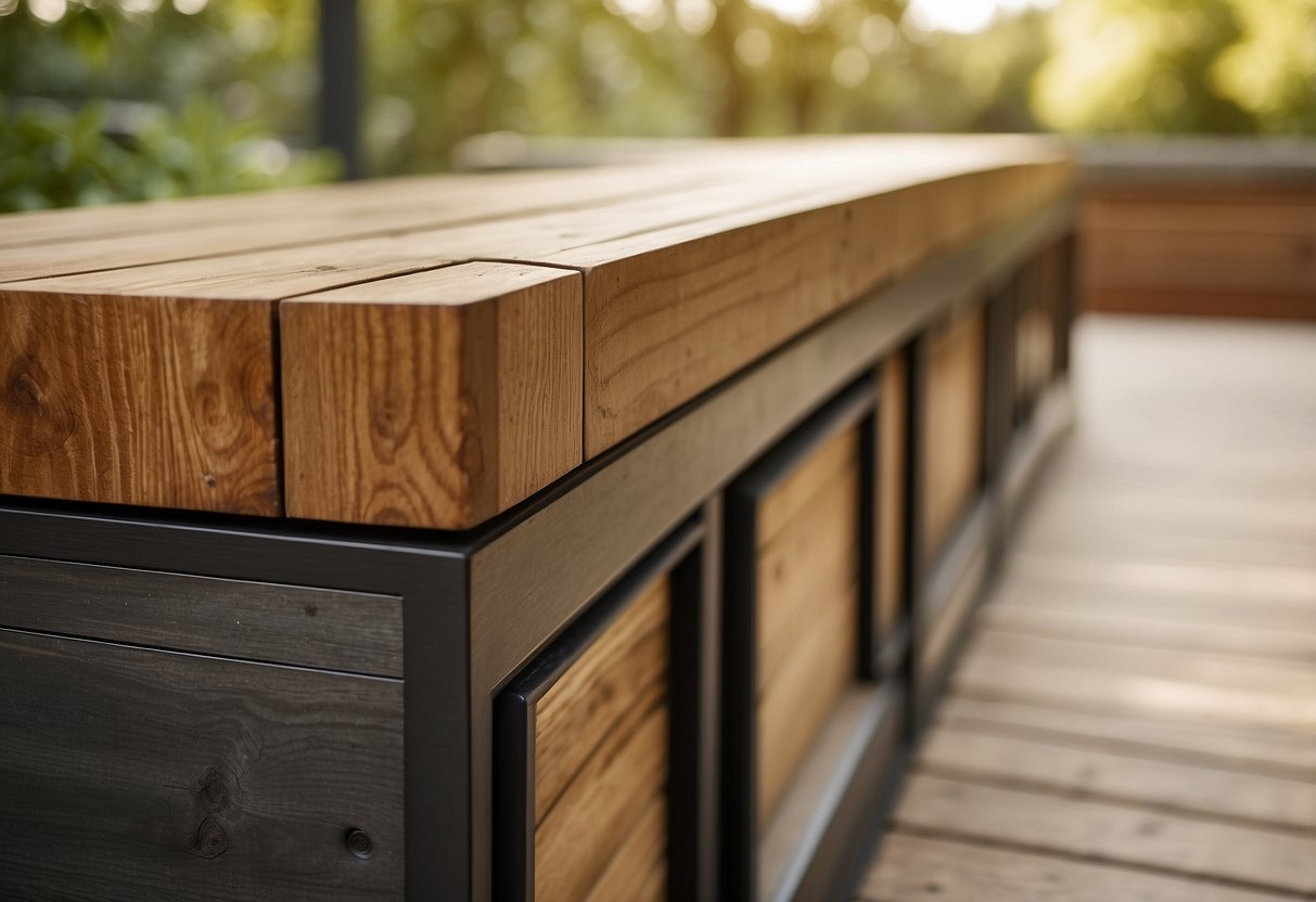 Wood furniture surrounded by protective barriers, sealed with termite-resistant coatings, and regularly inspected for signs of infestation