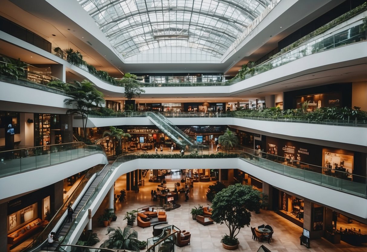 The bustling furniture mall in Singapore showcases a variety of services and customer experiences, with vibrant displays and interactive showrooms