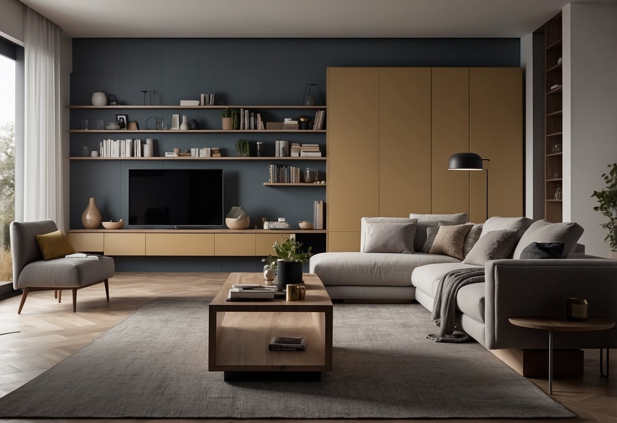 A modern living room with versatile Italian modular furniture, showcasing sleek design and customizable options for various layouts